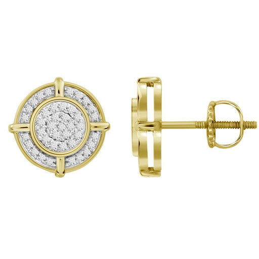 LADIES STUD EARRINGS 0.25CT ROUND DIAMOND 10K YELLOW GOLD