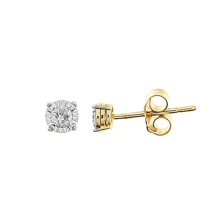 LADIES EARRINGS 0.15CT ROUND DIAMOND 10K YELLOW GOLD