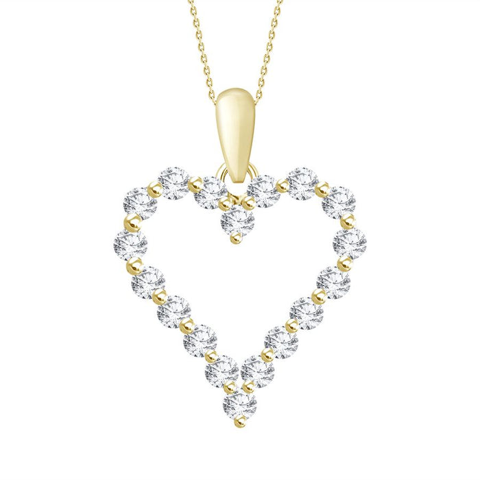 LADIES HEART PENDANT 0.25CT ROUND DIAMOND 14K YELLOW GOLD