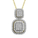 LADIES PENDANT WITH CHAIN 0.50CT ROUND/BAGUETTE DIAMOND 14K YELLOW GOLD