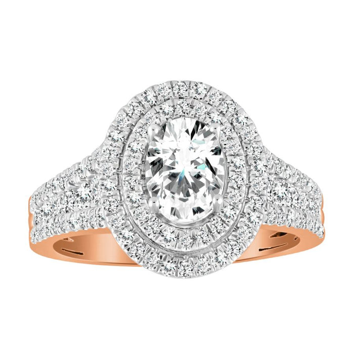 LADIES RING 1.50CT ROUND/OVAL DIAMOND 14K ROSE GOLD