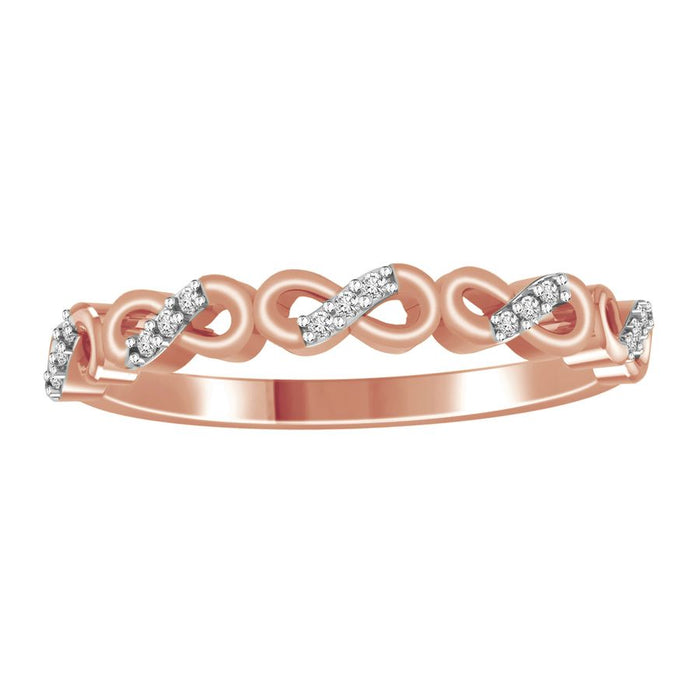 LADIES STACKBLE BAND 1/20 CT ROUND DIAMOND 14K ROSE GOLD