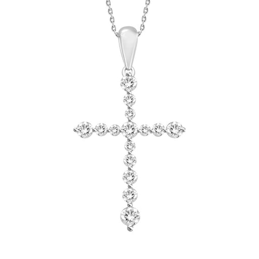 LADIES PENDANT WITH CHAIN 0.25CT ROUND DIAMOND 10K WHITE GOLD