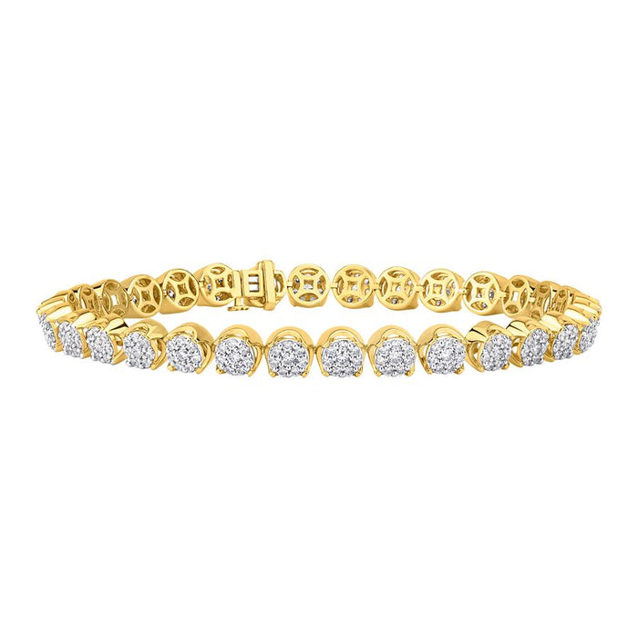 MEN'S BRACELET 5.50CT ROUND DIAMOND 10K YELLOW GOLD