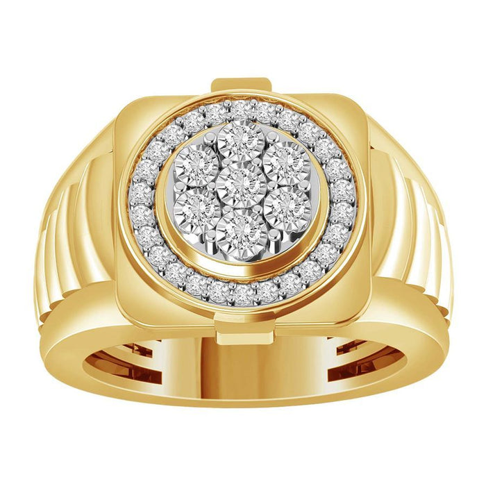 MEN'S RING 0.50CT ROUND DIAMOND 10K YELLOW GOLD