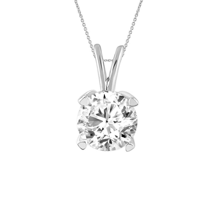 LADIES SOLITAIRE PENDANT WITH CHAIN 0.15CT ROUND DIAMOND 14K WHITE GOLD