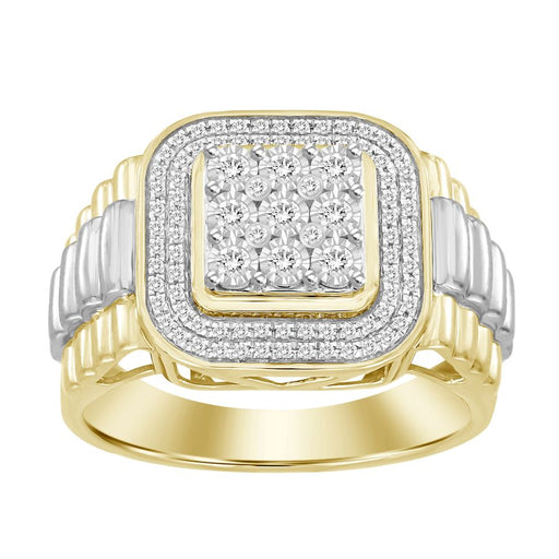 MEN'S RING 0.25CT ROUND DIAMOND 10K WHITE/YELLOW GOLD