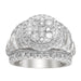 LADIES RING 3.00CT ROUND/BAGUETTE DIAMOND 10K WHITE GOLD