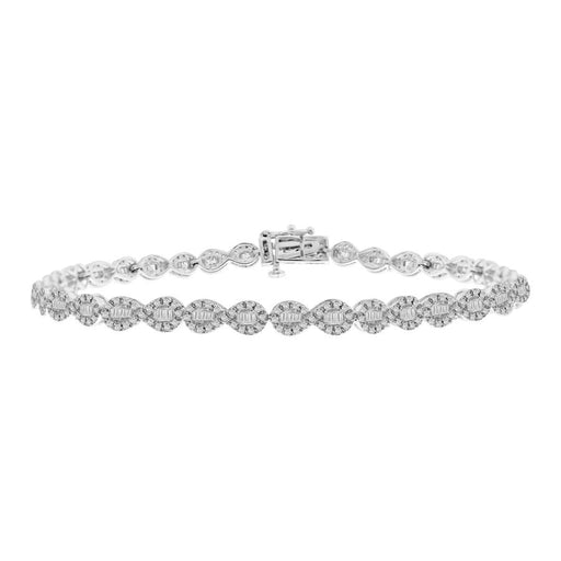 LADIES BRACELET 1.00CT ROUND/BAGUETTE DIAMOND 10K WHITE GOLD