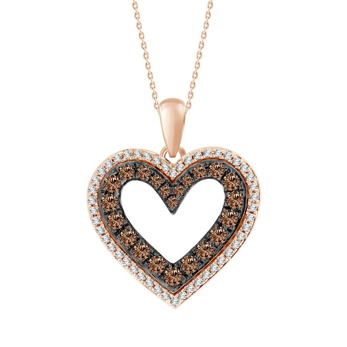 LADIES PENDANT 0.25CT ROUND DARK BROWN DIAMOND 10K ROSE GOLD