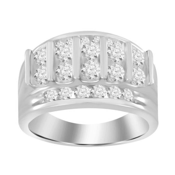 MEN'S BAND 2.00CT ROUND DIAMOND 14K WHITE GOLD