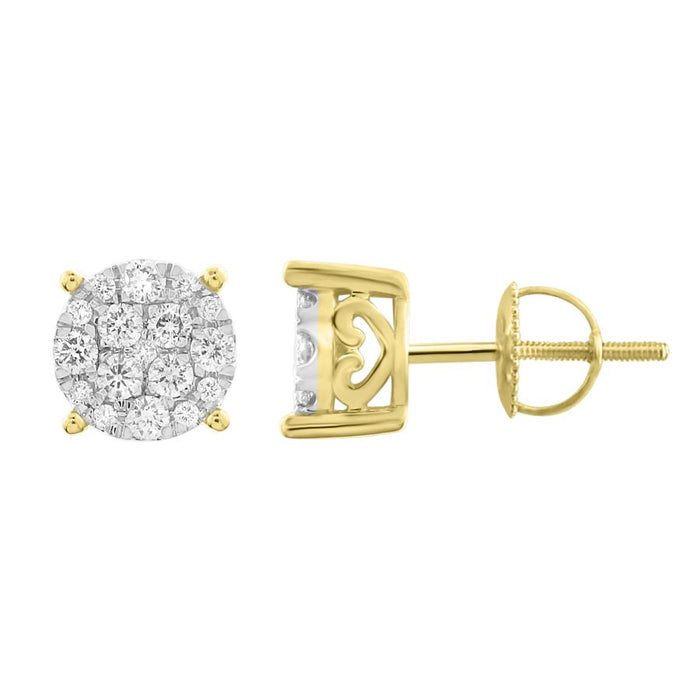 LADIES EARRINGS 0.50CT ROUND DIAMOND 10K YELLOW GOLD