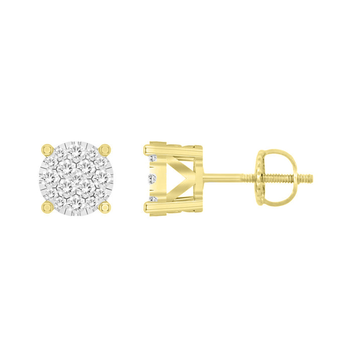 LADIES EARRINGS 0.25CT ROUND DIAMOND 10K YELLOW GOLD