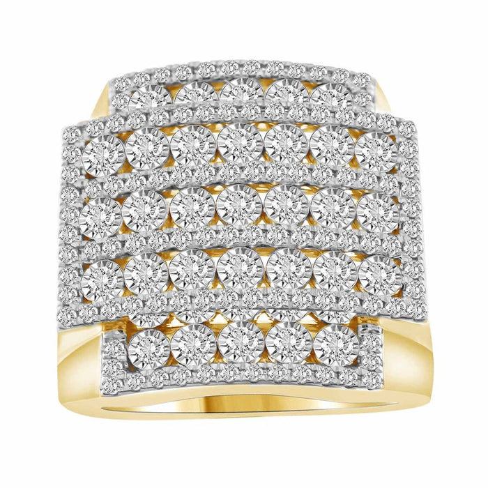 MEN'S RING 2.00CT ROUND DIAMOND 10K YELLOW GOLD