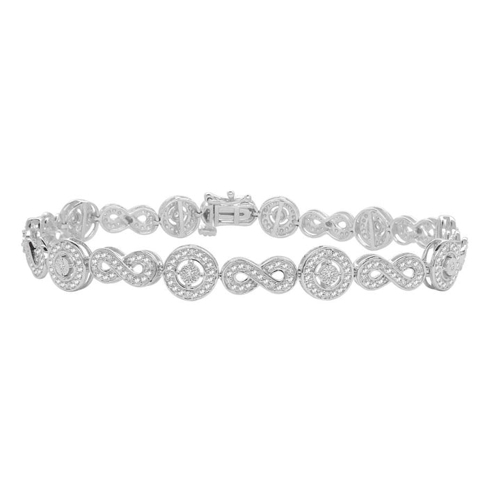 LADIES BRACELET 0.25CT ROUND DIAMOND STERLING SILVER/WHITE GOLD