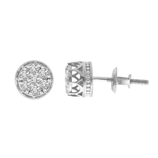 LADIES STUD EARRINGS 0.33CT ROUND DIAMOND 10K WHITE GOLD