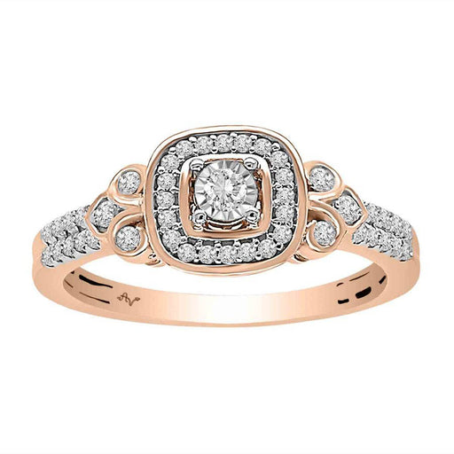 LADIES RING 0.25CT ROUND DIAMOND 10K WHITE/ROSE GOLD