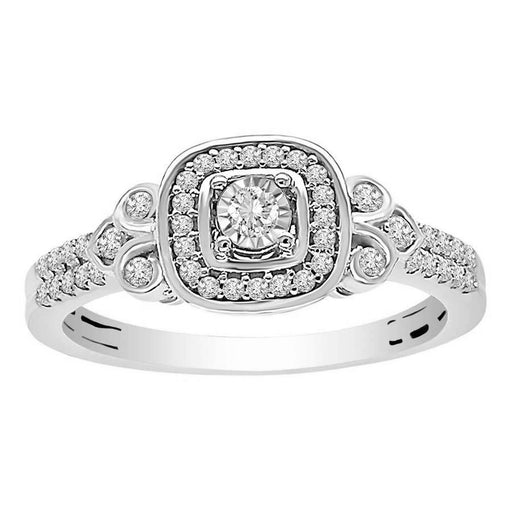 LADIES RING 0.25CT ROUND DIAMOND 10K WHITE GOLD