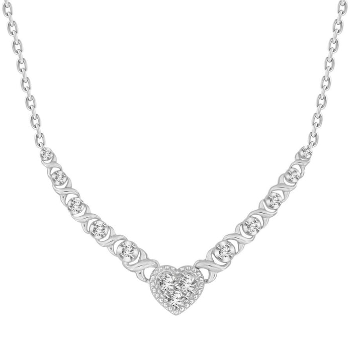 LADIES NECKLACE 0.35CT ROUND DIAMOND 10K WHITE GOLD