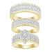 UNISEX TRIOS SET 3.00CT ROUND DIAMOND 10K YELLOW GOLD