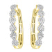 LADIES HOOP EARRINGS 0.75CT ROUND/BAGUETTE DIAMOND 10K YELLOW GOLD