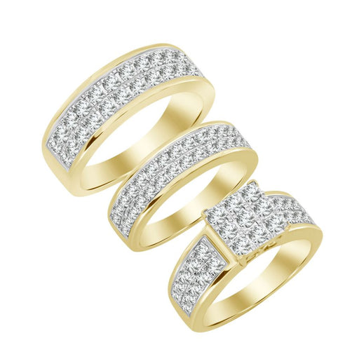 LADIES TRIOS SET 3.00CT ROUND DIAMOND 10K YELLOW GOLD