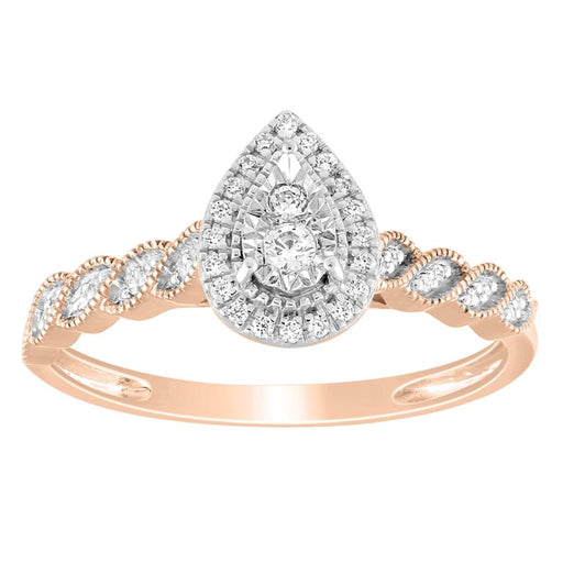 LADIES RING 0.12CT ROUND DIAMOND 10K ROSE GOLD