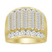 MEN'S RING 3.00CT ROUND/BAGUETTE DIAMOND 10K YELLOW GOLD