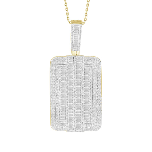 MEN'S PENDANT 2.50CT ROUND/BAGUETTE DIAMOND 10K YELLOW GOLD