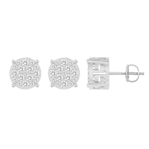 LADIES STUD EARRINGS 0.25CT ROUND DIAMOND 10K WHITE GOLD