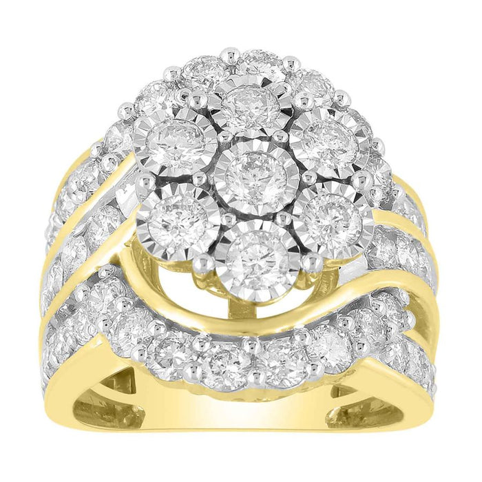 LADIES RING 3.00CT ROUND DIAMOND 10K YELLOW GOLD