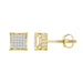 LADIES CUBAN EARRINGS 0.15CT ROUND DIAMOND 10K YELLOW GOLD