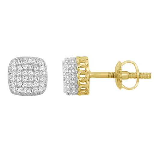 LADIES STUD EARRINGS 0.15CT ROUND DIAMOND 10K YELLOW GOLD