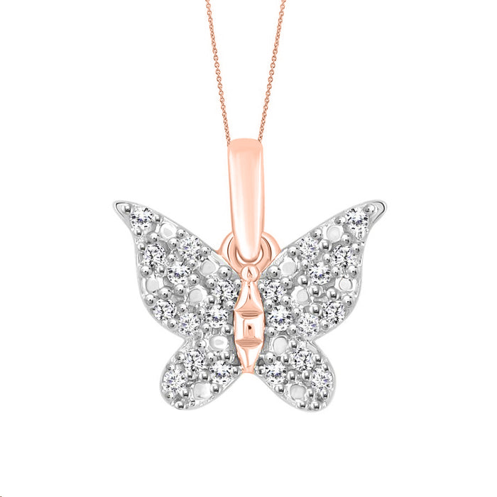 LADIES PENDANT WITH CHAIN 0.10CT ROUND DIAMOND 10K ROSE GOLD