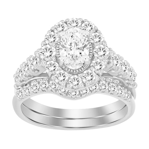 LADIES BRIDAL SET 2.00CT ROUND DIAMOND 14K WHITE GOLD (CENTER STONE 0.50CT OVAL DIAMOND)