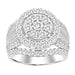 LADIES FASHION RING 2.00CT ROUND/BAGUETTE DIAMOND 10K WHITE GOLD