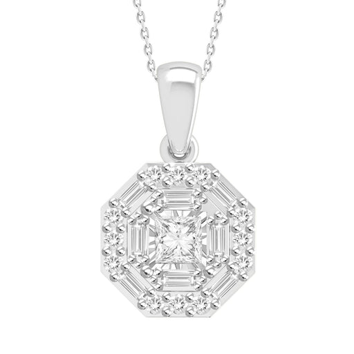 LADIES PENDANT 0.33CT ROUND/PRINCESS/BAGUETTE DIAMOND 10K WHITE GOLD