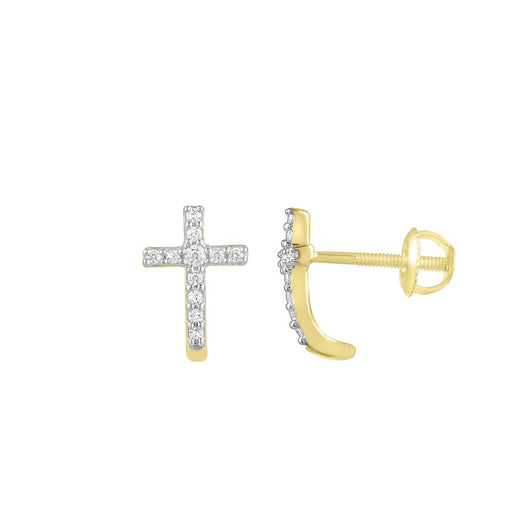 LADIES EARRINGS 0.15CT ROUND DIAMOND 10K YELLOW GOLD