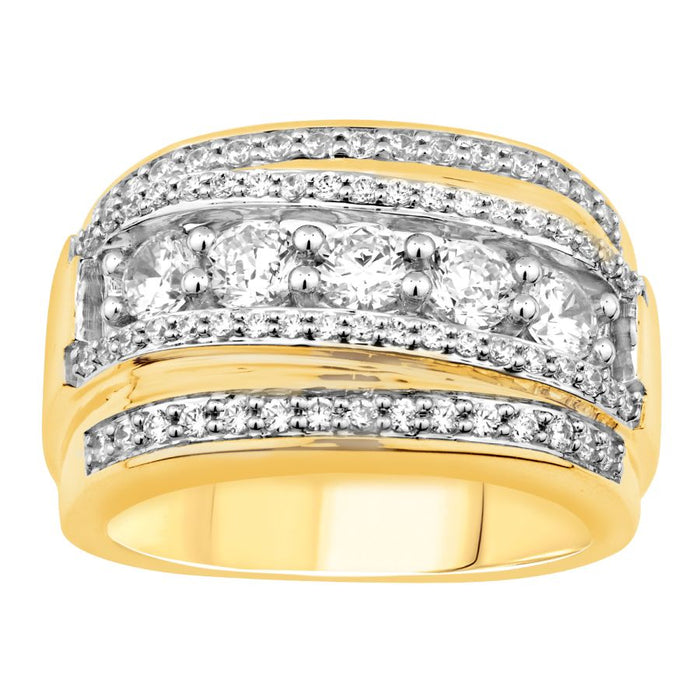 MEN'S BAND 2.00CT ROUND DIAMOND 10K YELLOW GOLD