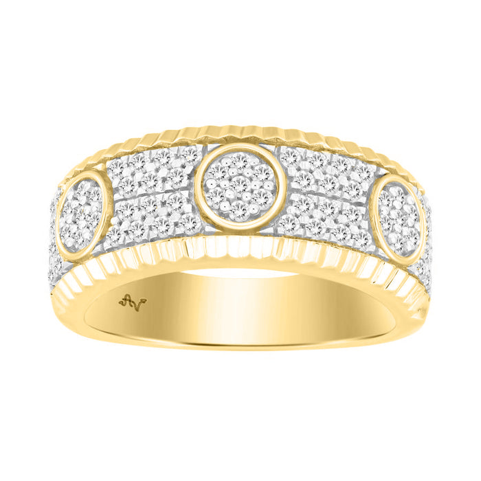 MEN'S RING 0.75CT ROUND DIAMOND 10K YELLOW GOLD