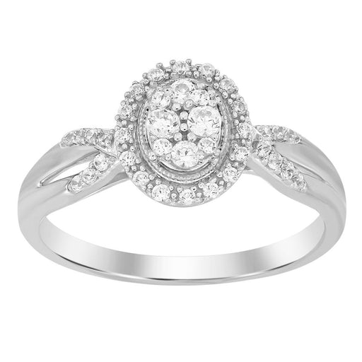 LADIES RING 0.25CT ROUND DIAMOND 10K WHITE GOLD