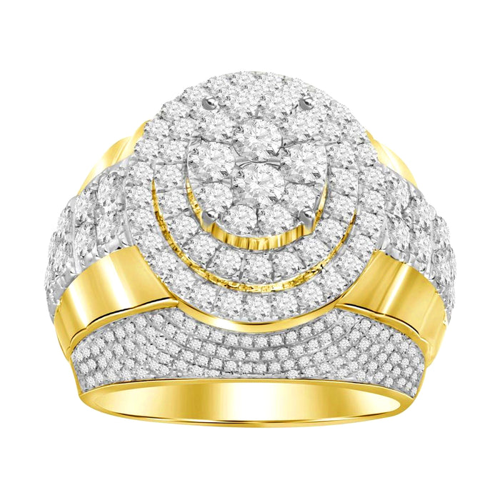 MEN'S RING 3.00CT ROUND DIAMOND 14K YELLOW GOLD