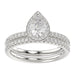 LADIES BRIDAL SET 1.25CT ROUND DIAMOND 14K WHITE GOLD (SI QUALITY) (CENTER STONE 0.75CT PEAR DIAMOND)