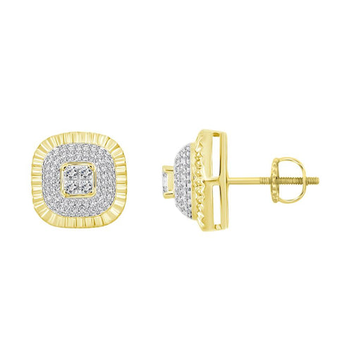 LADIES STUD EARRINGS 0.50CT ROUND DIAMOND 10K YELLOW GOLD