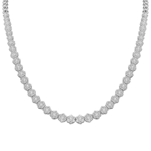 LADIES NECKLACE 7.00CT ROUND DIAMOND 14K WHITE GOLD