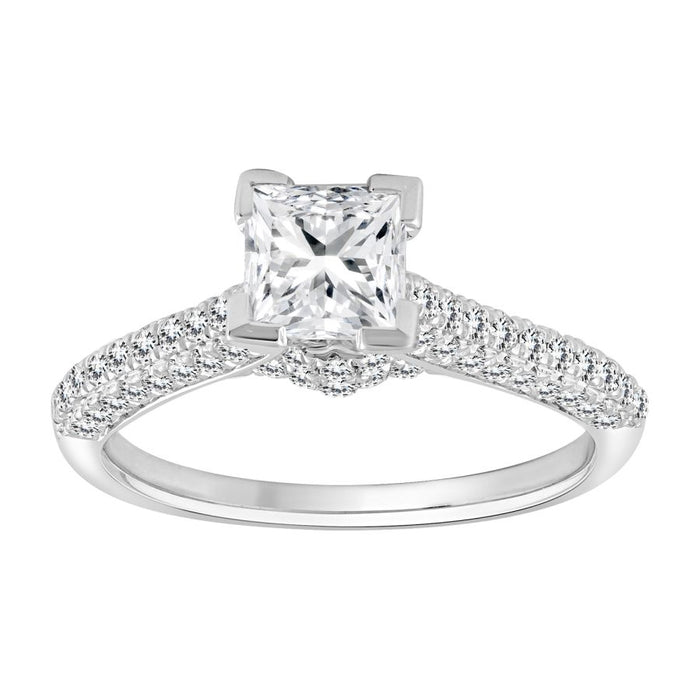 LADIES SEMI MOUNT RING 0.50CT ROUND DIAMOND 14K WHITE GOLD