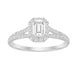 LADIES RING 1.00CT ROUND/BAGUETTE DIAMOND 14K WHITE GOLD (SI QUALITY) (CENTER STONE 0.50CT EMERALD DIAMOND)