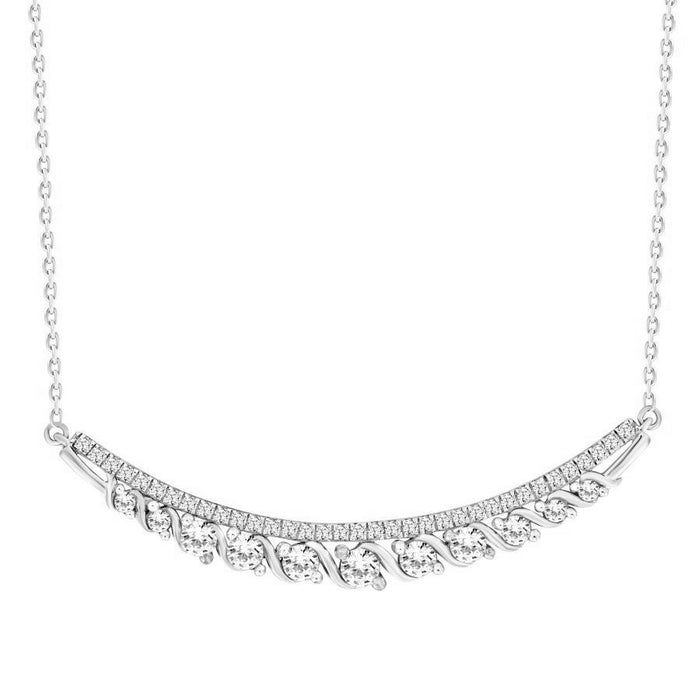 LADIES NECKLACE 0.75CT ROUND DIAMOND 14K WHITE GOLD