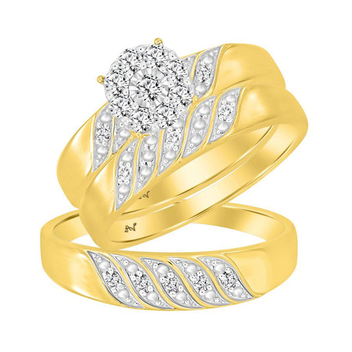 LADIES TRIOS SET 0.33CT ROUND DIAMOND 10K YELLOW GOLD