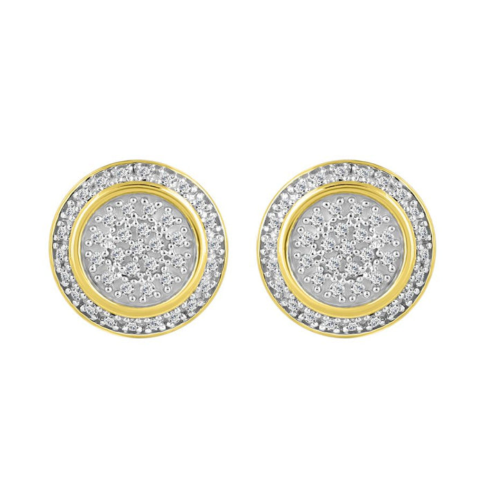 MEN'S STUD EARRINGS 0.25CT ROUND DIAMOND 10K YELLOW GOLD